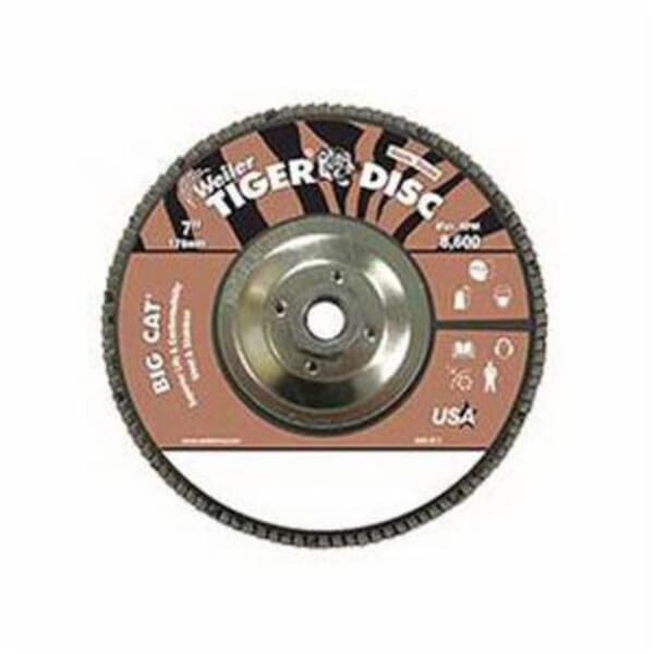 Big Cat 50833 High Density Premium Coated Abrasive Flap Disc, 7 in Dia Disc, 40 Grit, Coarse Grade, Aluminum Oxide Abrasive, Type 27 Flat Disc
