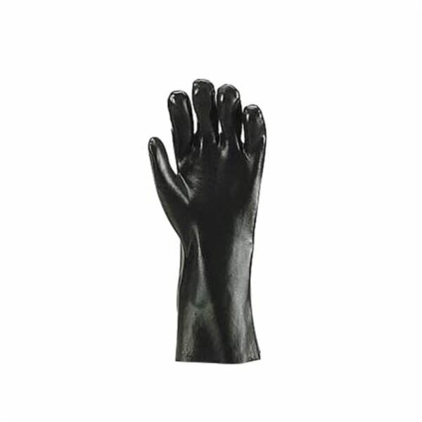Black Knight 7712-10 Sanitized Chemical-Resistant Gloves, L/SZ 10, PVC, Black, Cotton Jersey Lining, 12 in L, Resists: Abrasion, Cut and Puncture, Gauntlet Cuff, 30 mil THK