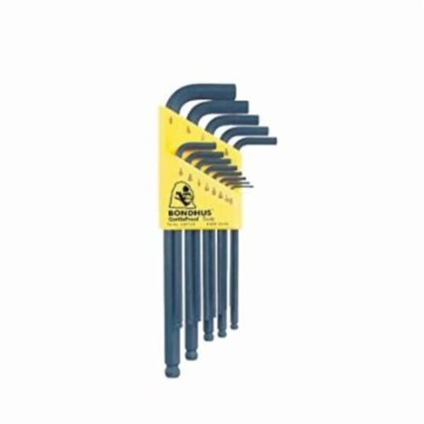 Bondhus 10936 Long Key Set, 12 Pieces, 0.05 to 0.3125 in Hex, L-Handle Handle, Protanium High Torque Steel, ProGuard