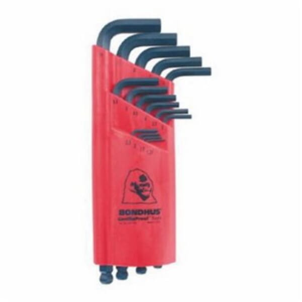 Bondhus 10995 Long Key Set, 15 Pieces, 1.27 to 10 mm Hex, L-Handle Handle, Protanium High Torque Steel, ProGuard