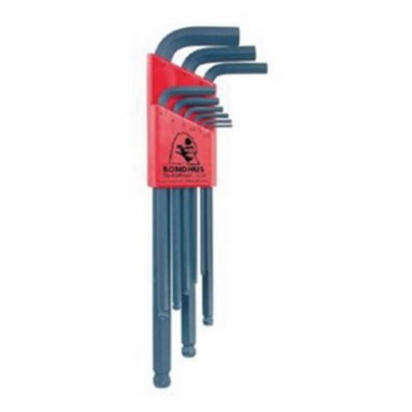 Bondhus 10999 Long Key Set, 9 Pieces, 1.5 to 10 mm Hex, L-Handle Handle, Protanium High Torque Steel, ProGuard