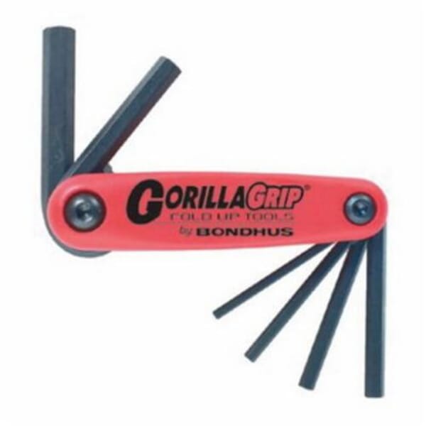 Bondhus 12587 GorillaGrip Key Set, 7 Pieces, 2 to 8 mm Hex, Foldable Handle, Protanium High Torque Steel, ProGuard