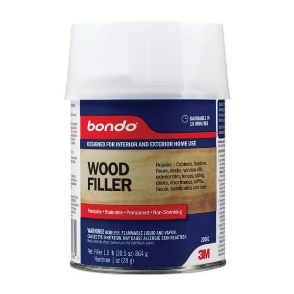 Bondo 7010309230 Wood Filler, 1 qt Container, Yellow, 15 min Curing