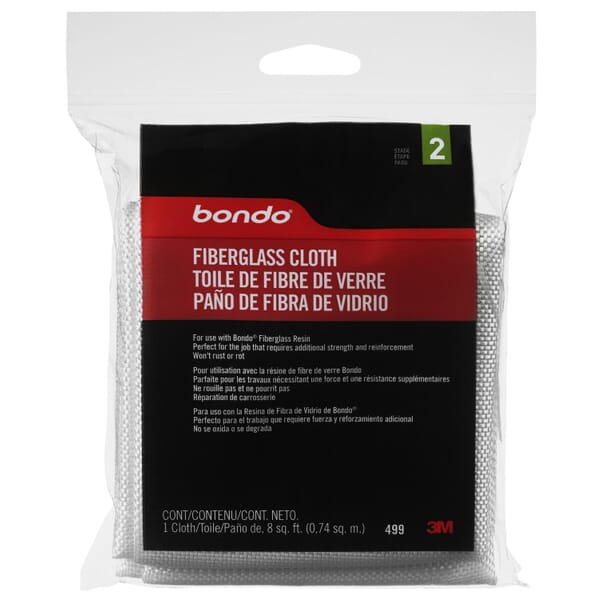 Bondo 7100151527 Fiberglass Cloth, 7.1 in L x 4-1/2 in W x 0.2 mm THK