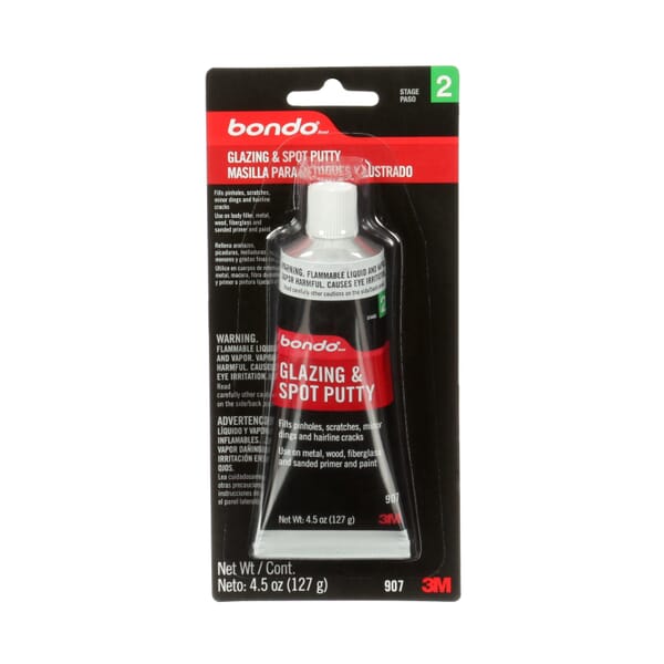 Bondo 7010328117 907 Glazing and Spot Putty, 4.5 oz, Red