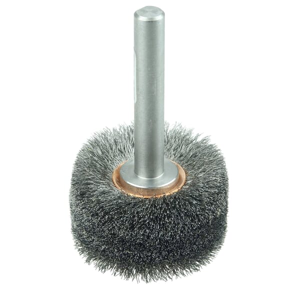 Bore-Rx 17214 Crosshole Wheel Brush, 2 in Dia Brush, 1 in W Face, 0.006 in Dia Crimped Filament/Wire