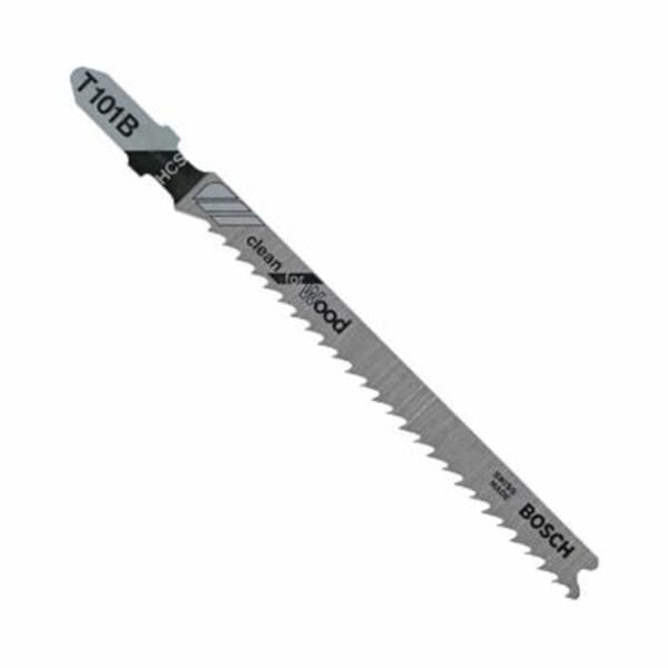 Bosch T 101 B Fine Round Cut Straight Cut Jig Saw Blade, 4 in L x 0.28 in W, 10 TPI, High Carbon Steel Cutting Edge, High Carbon Steel Body
