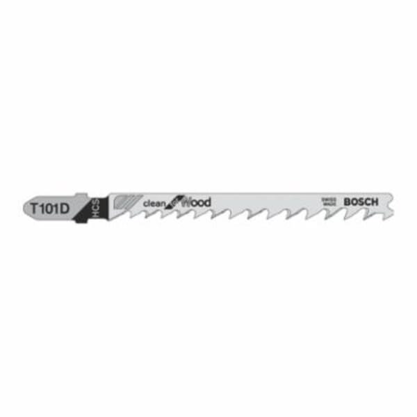 Bosch T 101 D Fine Round Cut Straight Cut Jig Saw Blade, 4 in L x 0.28 in W, 6 TPI, High Carbon Steel Cutting Edge, High Carbon Steel Body