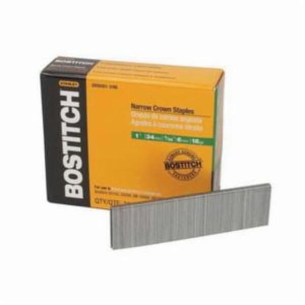 Bostitch 16S4-31GAL Heavy Duty Medium Crown Staples, 1-1/4 in L Leg, Chisel Point, Steel, 1/2 in W Crown