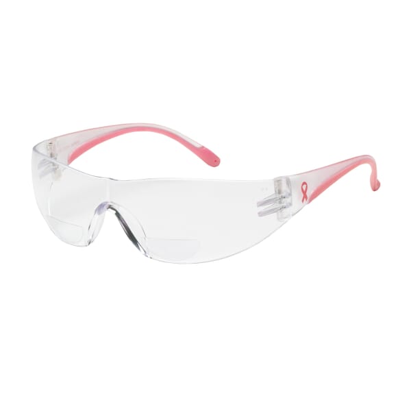 Bouton Lady Eva 1-Piece Bi-Focal Lens Safety Reading Eyewear, Clear Lens, Clear/Pink, Polycarbonate Frame, Polycarbonate Lens, 99.9% UVA/UVB UV Protection, ANSI Z87.1+/Z87.1-2015