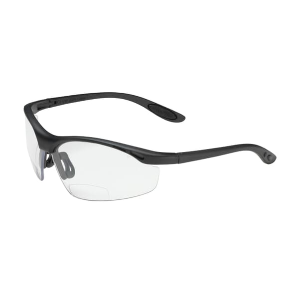 Bouton Mag Readers Bi-Focal Dual Lens Safety Reading Eyewear, Clear Lens, Black, Nylon Frame, Polycarbonate Lens, 99.9% UVA/UVB UV Protection, ANSI Z87.1+/Z87.1-2015, CSA Z94.3
