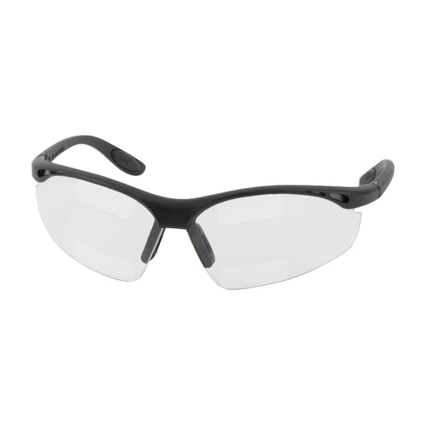 Bouton Double Mag Readers 250-25 Dual Safety Reading Eyewear, Clear Lens, Black, Nylon Frame, Polycarbonate Lens, 99.9% UVA/UVB UV Protection, ANSI Z87.1+/Z87.1-2015