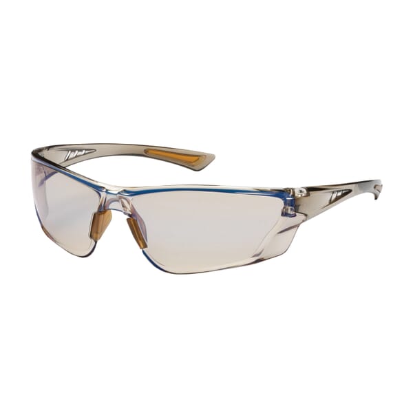 Bouton 250-32-0226 Recon Lightweight Protective Glasses, Anti-Fog/Anti-Scratch, Indoor/Outdoor Blue Lens, Frameless Frame, Brown, Polycarbonate/PVC Frame, ANSI Z87.1+, CSA Z94.3