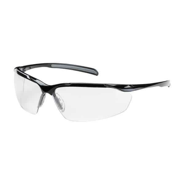 Bouton 250-33-0010 Commander 250-33 Dual Standard Safety Glasses, Anti-Reflective/Anti-Scratch, Clear Lens, Half-Frame Frame, Glossy Black, Polycarbonate Frame, ANSI Z87.1+, CSA Z94.3