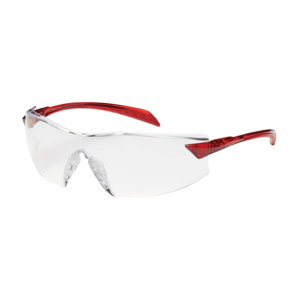 Bouton 250-45-1020 Radar Lightweight Protective Glasses, Anti-Fog, Clear Lens, Frameless Frame, Red, Polycarbonate/TPR Frame, CSA Z94.3