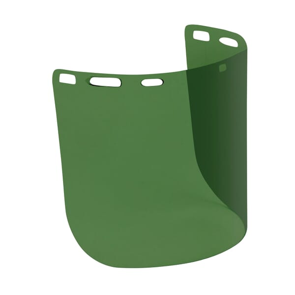 Bouton Optical 251-01-7311 Uncoated Safety Visor, Medium Green, Polycarbonate, 8 in H x 15 in W x 0.078 in THK Visor, For Use With Headgears, Specifications Met: ANSI Z87.1-2015