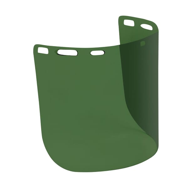 Bouton Optical 251-01-7312 Uncoated Safety Visor, Dark Green, Polycarbonate, 8 in H x 15 in W x 0.078 in THK Visor, For Use With Headgears, Specifications Met: ANSI Z87.1-2015