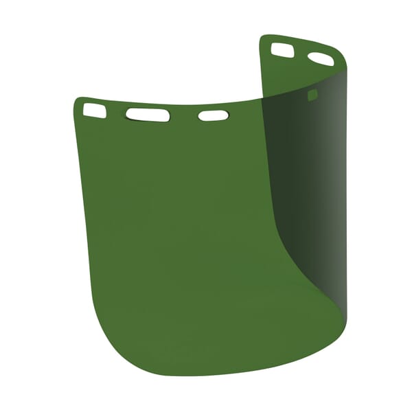 Bouton Optical 251-01-7313 Uncoated Safety Visor, Green IR Shade 3, Polycarbonate, 8 in H x 15 in W x 0.078 in THK Visor, For Use With Headgears, Specifications Met: ANSI Z87.1-2015