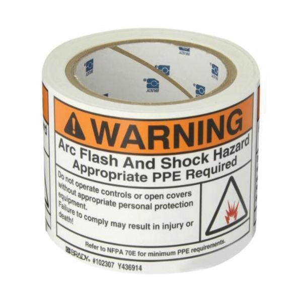 Brady 102307 High Performance Laminated Non-Reflective Rectangular Self-Adhesive Arc Flash Protection Label, 5 in W