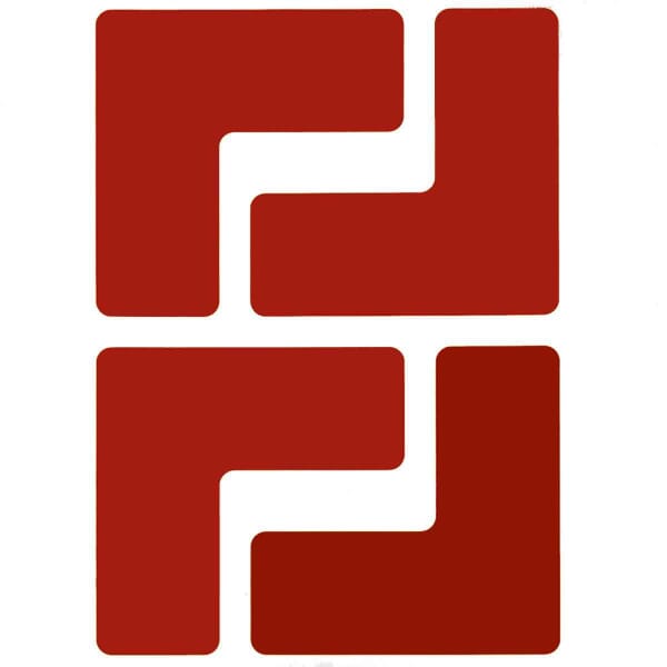 Brady 104430 L Shaped Marking Tape, 5 in L 2 in W, Red, Polyester, Rubber Based Adhesive Mount