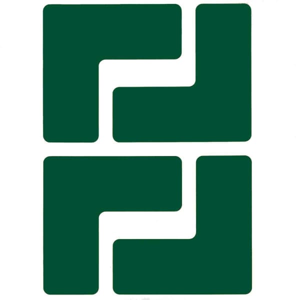 Brady 104431 L Shaped Marking Tape, 5 in L 2 in W, Green, Polyester, Rubber Based Adhesive Mount