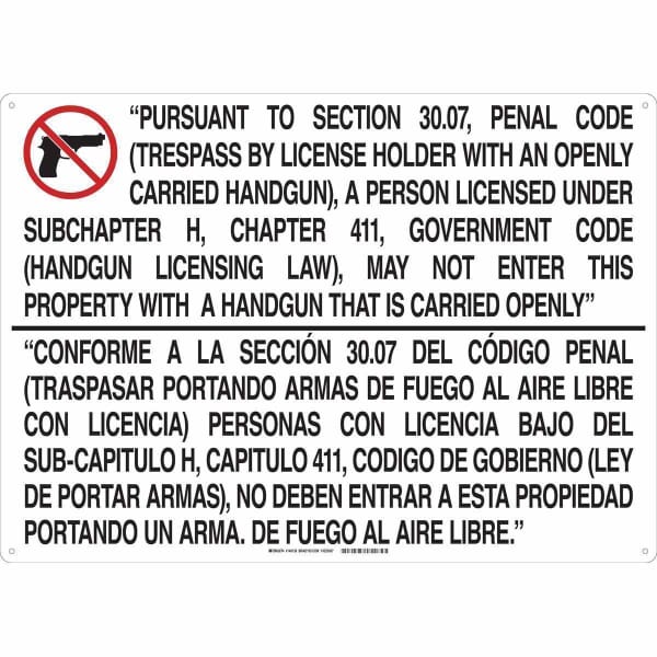 Brady 148138 Bilingual Non-Reflective Square Prohibited Activity Sign, 20 in H x 28 in W, Black/Red on White, Aluminum, Corner Holes Mount
