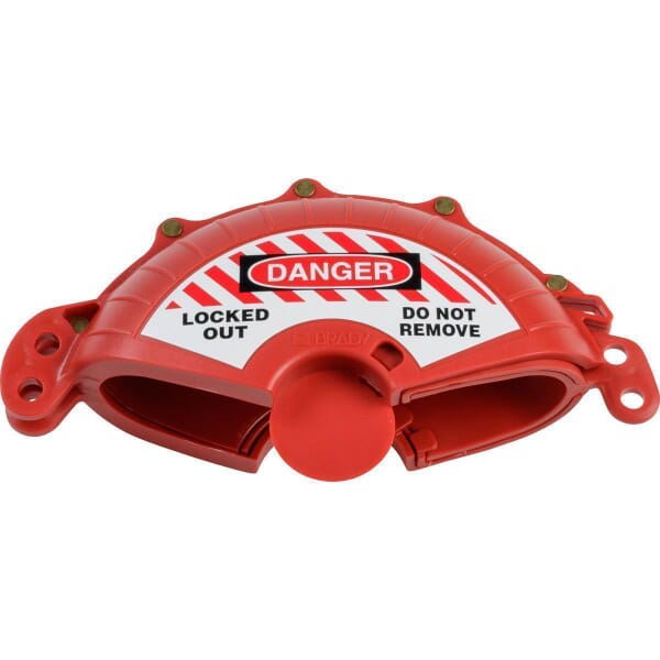 Brady 148648 Collapsible Rotating Gate Valve Lockout Device, Fits Minimum Handle Size: 3 in, Fits Maximum Handle Size: 7 in, 2 Padlocks, -40 deg F Min, 212 deg F max