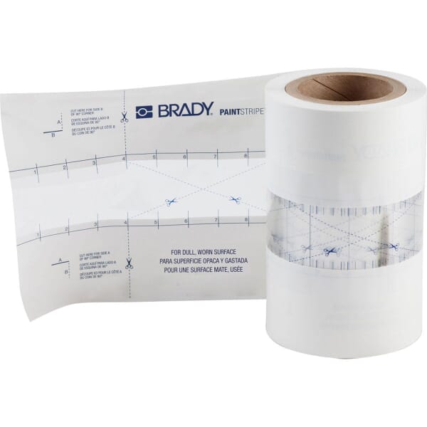Brady PaintStripe 148813 Self-Adhesive Floor Marking Stencil, 2 in W Character, Clear/White, B-519 Polyester
