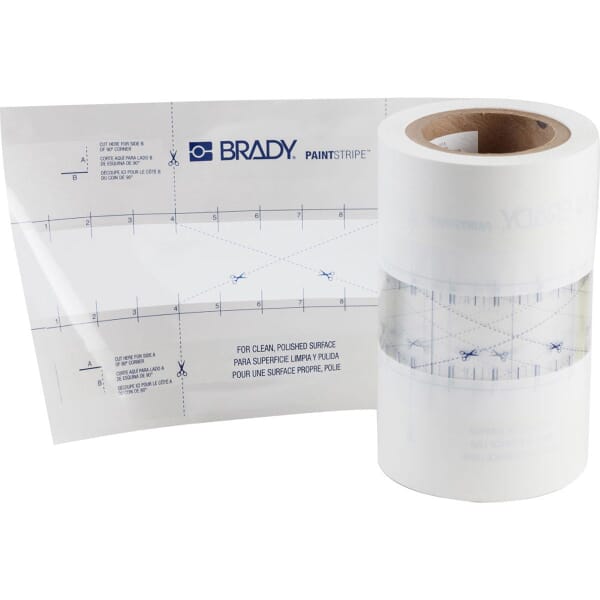 Brady PaintStripe 148820 Self-Adhesive Floor Marking Stencil, 2 in W Character, Clear/White, B-518 Polypropylene
