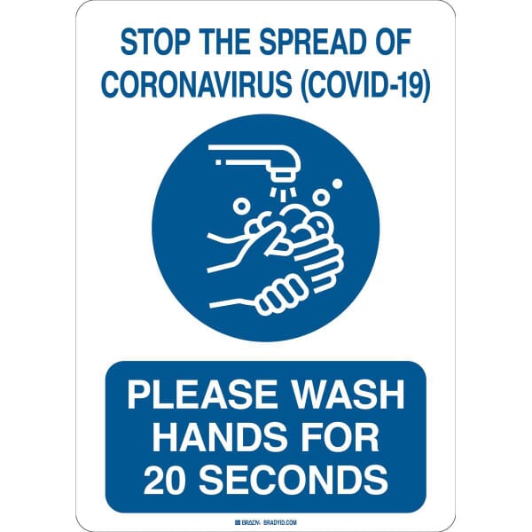 Brady 170180 Rectangle Safety Sign, Image/Text, B-401 Polystyrene, Fastened Mount, 10 in H x 7 in W, Blue on White, English