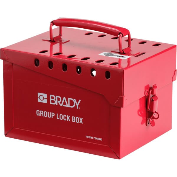 Brady 51171 Extra Empty Large Heavy Duty Portable Group Lockout Box, 13 Padlocks, Red, 6 in H x 7 in W x 8.9 in D