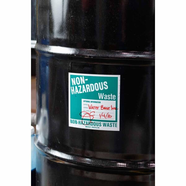 Brady 121154 Non-Reflective Self-Adhesive Square Hazardous Waste Label, 6 in W, NON-HAZARDOUS WASTE...ETC OPTIONAL INFORMATION SHIPPER____, ADDRESS____, CONTENTS____ Legend, Green on White, B-7569 Adhesive Vinyl Film, 100 per Pack Labels