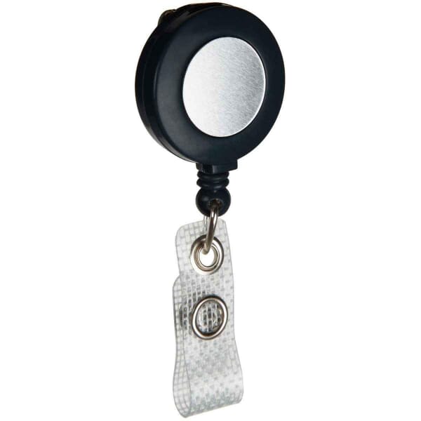 Brady 95075 Retractable Round Case Badge Holder, Heavy Duty Nylon Cord/Plastic Reel/Vinyl Strap, Black