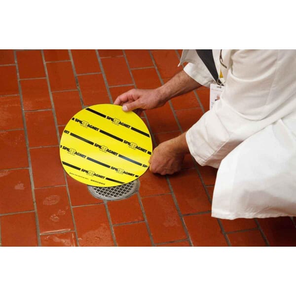 Brady Spill Magnet 31111LS Magnetic Drain Cover, Vinyl, Black on Yellow