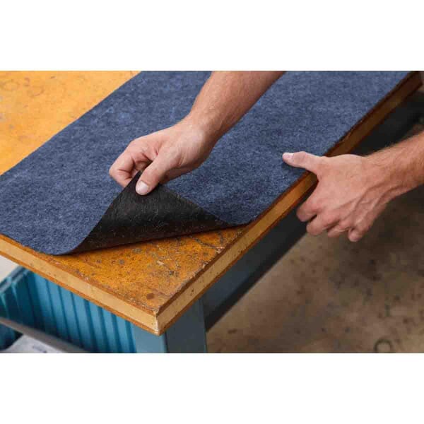SPC AD15100-BLUE ToughSorb Mediumweight Semi-Permanent Skid-Resistant Absorbent Mat, 100 ft L x 15 in W, 11 gal Absorption, 1-Ply Polypropylene