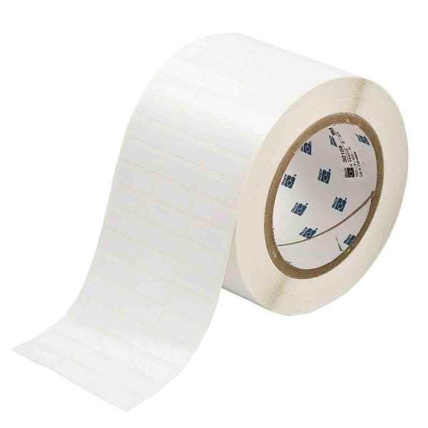 Brady WorkHorse THT-3-423-10 Blank Rectangular Thermal Transfer Label, 3/8 in L x 1 in W, Blank Legend, White, B-423 Polyester