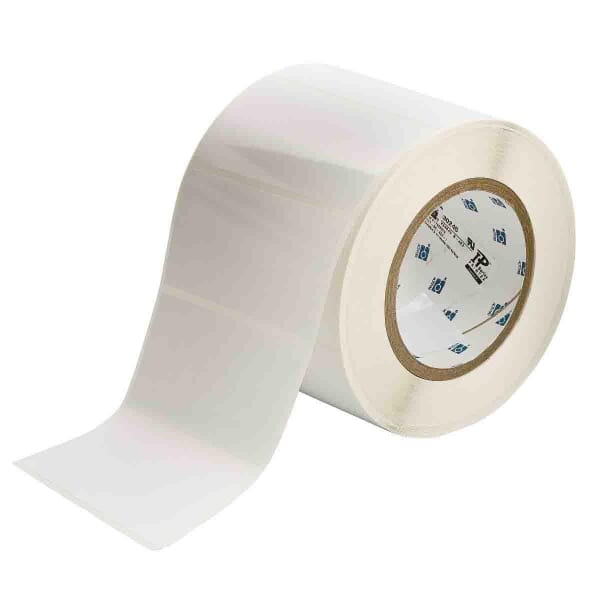Brady BradyBondz WorkHorse THT-55-423-1 Rectangular Thermal Transfer Label, 2 in L x 4 in W, Blank Legend, White, B-423 Polyester