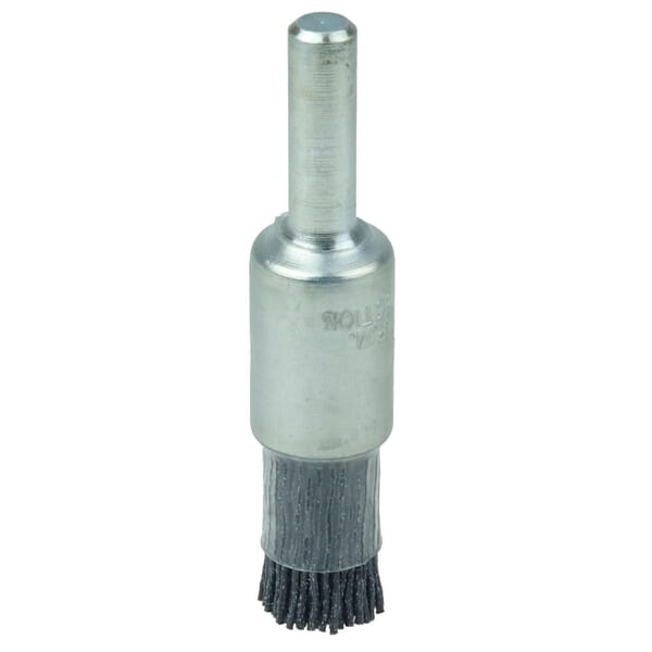 Burr-Rx 86099 Stem Mount End Brush, 3/8 in Dia Brush, Crimped, 0.043 in Dia Filament/Wire, Ceramic Fill, 1/4 in L Trim