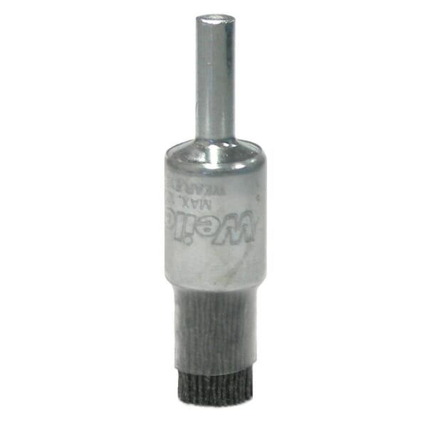 Burr-Rx 86100 Stem Mount End Brush, 1/2 in Dia Brush, Crimped, 0.026 in Dia Filament/Wire, Ceramic Fill, 1/4 in L Trim