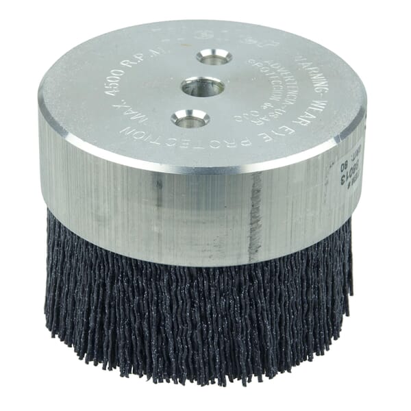 Bore-Rx 86111 Crimped Maximum Density Miniature Round Straight Disc Brush, 3 in Dia Brush, 3/8 in Center Hole, 0.055 in Dia Filament/Wire, Ceramic Fill