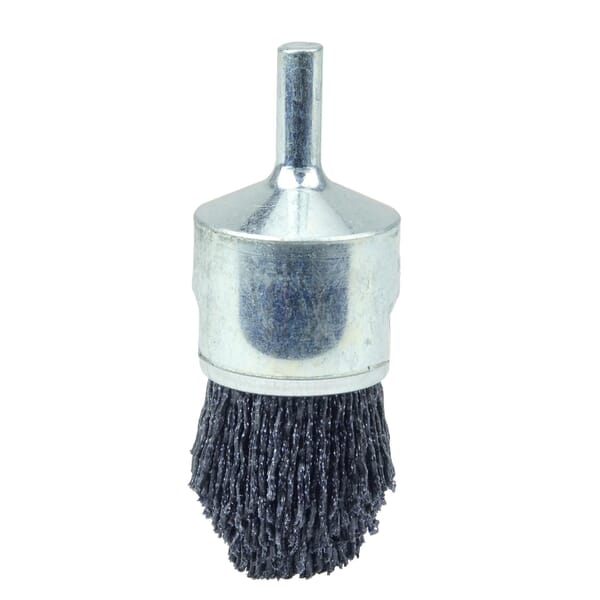 Burr-Rx 86159 End Brush, 1 in Dia Brush, Crimped, 0.035 in Dia Filament/Wire, Steel Fill, 1-1/8 in L Trim