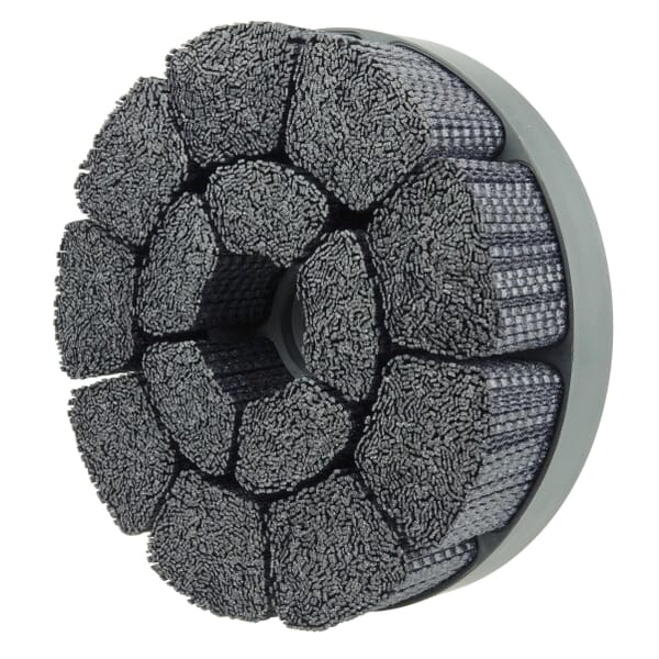 Burr-Rx 86199 Crimped Rectangle Shell Mill Holder Straight Disc Brush, 8 in Dia Brush, 1-1/4 in Center Hole, Ceramic Fill