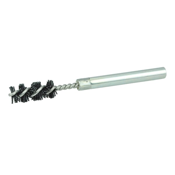 Burr-Rx Bore-Rx 22606 Power Tube Brush, 10 mm Dia x 1 in L, 3-1/2 in OAL, 0.026 in Dia Filament/Wire, Nylon/Ceramic Fill