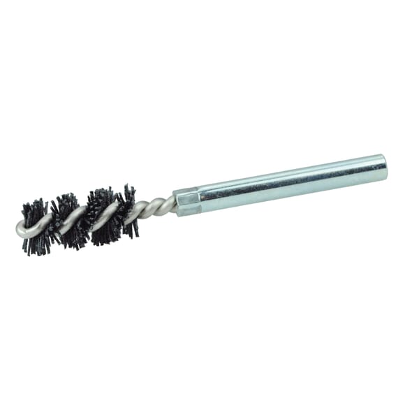 Burr-Rx Bore-Rx 22608 Power Tube Brush, 12 mm Dia x 1 in L, 3-1/2 in OAL, 0.026 in Dia Filament/Wire, Nylon/Ceramic Fill