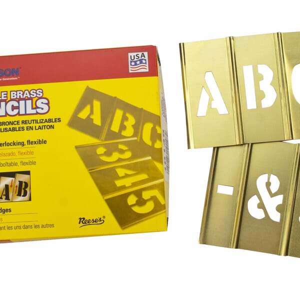 C.H.Hanson 10033 33-Piece Interlocking Reusable Single Letter Stencil Set, 3 in H, Gold, 28 ga Brass