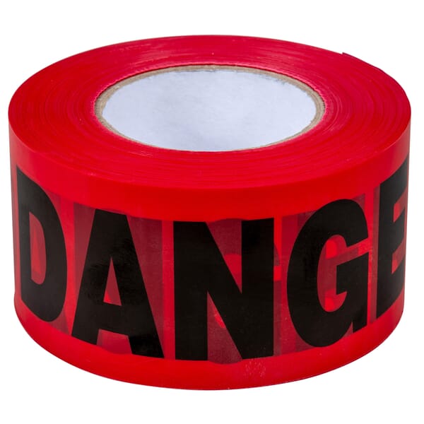 C.H.Hanson 16003 Standard Grade Barricade Safety Tape, Red/Black, 1000 ft L x 3 in W, Danger Danger Legend, Polyethylene