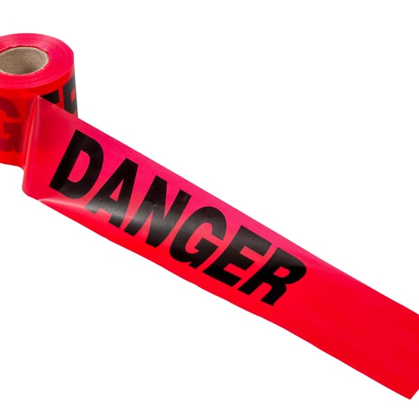 C.H.Hanson 16103 Standard Grade Barricade Safety Tape, Red/Black, 300 ft L x 3 in W, DANGER Legend, Polyethylene