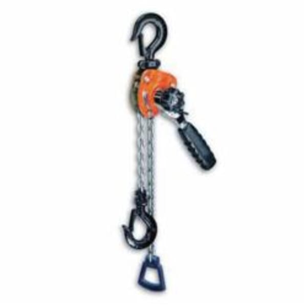 CM 0210 602 Metric Rated Mini-Ratchet Lever Hoist, 550 lb Load, 5 ft H Lifting, 56 lb Rated, 5 ft L Chain, 53/64 in Hook Opening