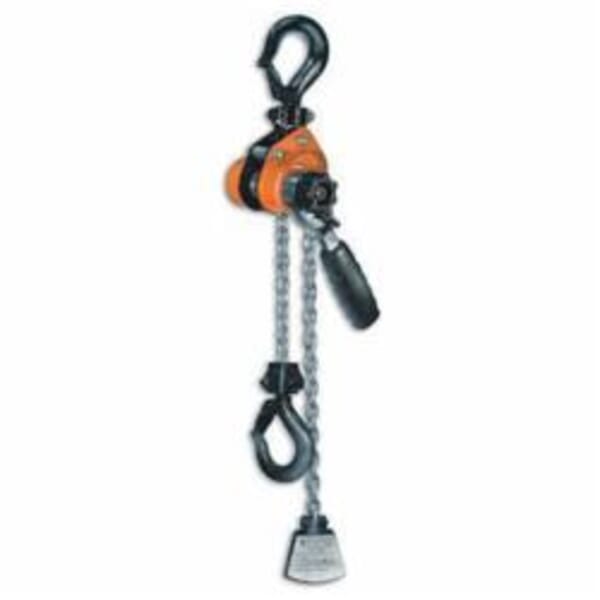 CM 0216 603 Metric Rated Mini-Ratchet Lever Hoist With 10 ft Lift, 1100 lb Load, 10 ft H Lifting, 78 lb Rated, 10 ft L Chain, 1 in Hook Opening