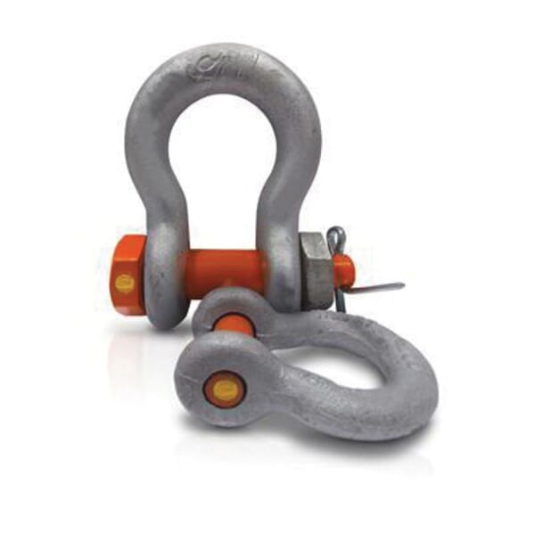 CM M877P Super Strong Anchor Shackle, 30 ton Load, 1-3/4 in, 2 in Dia Bolt/Nut/Cotter Pin, Orange Powder Coated